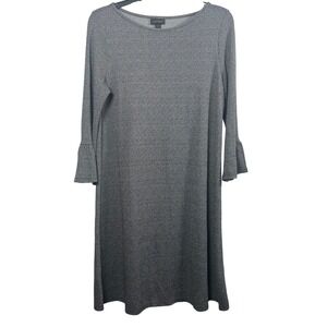 J. Jill Wearever Black White Houndstooth Flounce Sleeve Shift Dress Small Petite